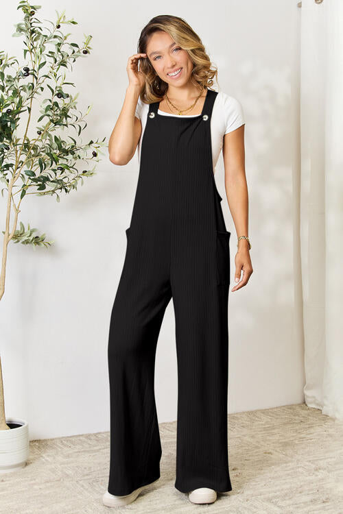 Double Take Full Size Wide Strap Overall with Pockets - Gold Clover Boutique