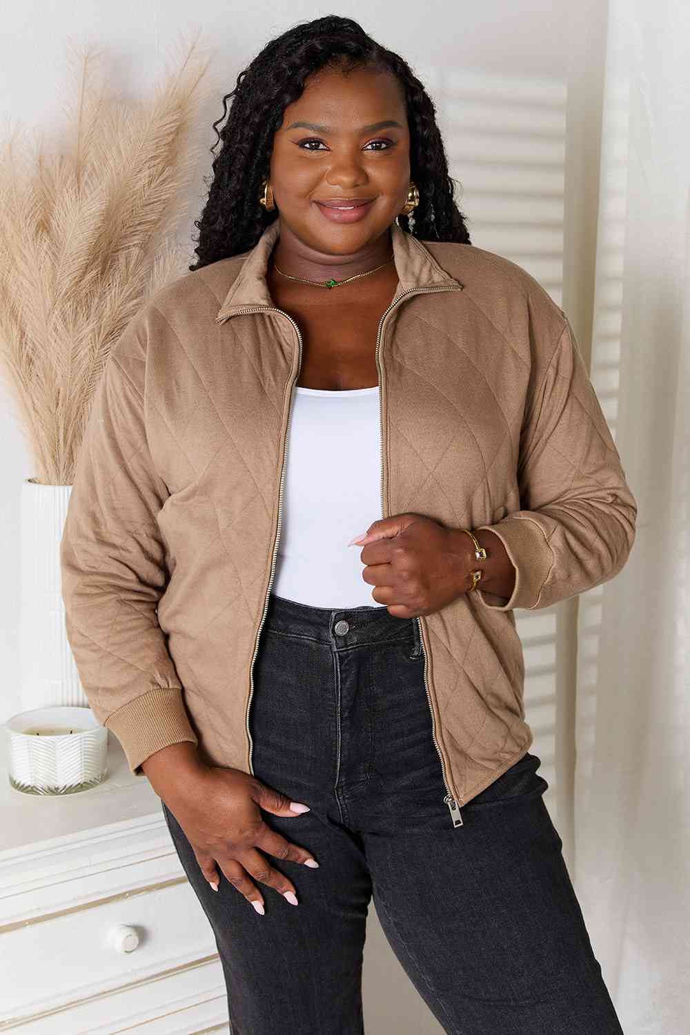 Heimish Full Size Zip-Up Jacket with Pockets - Gold Clover Boutique