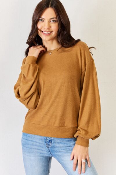 HYFVE Round Neck Long Sleeve Top - Gold Clover Boutique