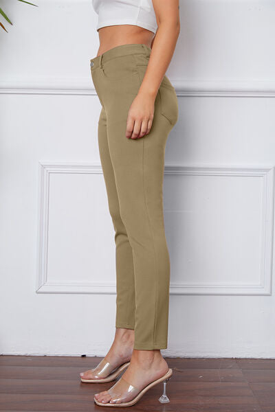 Basic Bae Full Size Stretchy Stitch Pants - Gold Clover Boutique