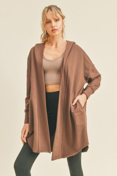 Kimberly C Open Front Longline Hooded Cardigan - Gold Clover Boutique