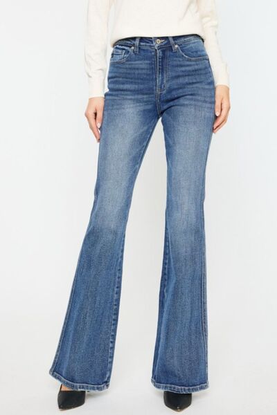 Kancan Cat's Whiskers High Waist Flare Jeans - Gold Clover Boutique