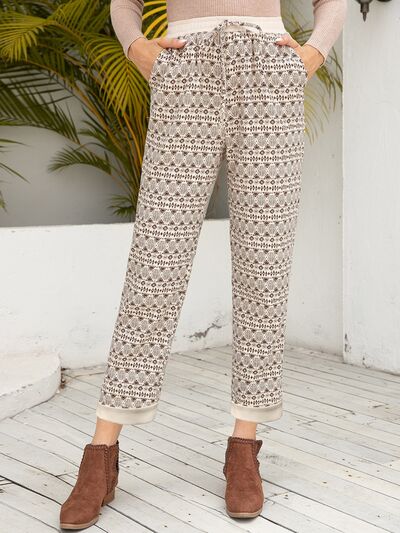 Tied Printed Pants with Pockets - Gold Clover Boutique