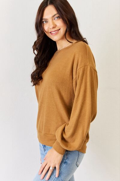 HYFVE Round Neck Long Sleeve Top - Gold Clover Boutique