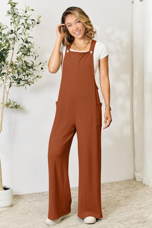 Double Take Full Size Wide Strap Overall with Pockets - Gold Clover Boutique