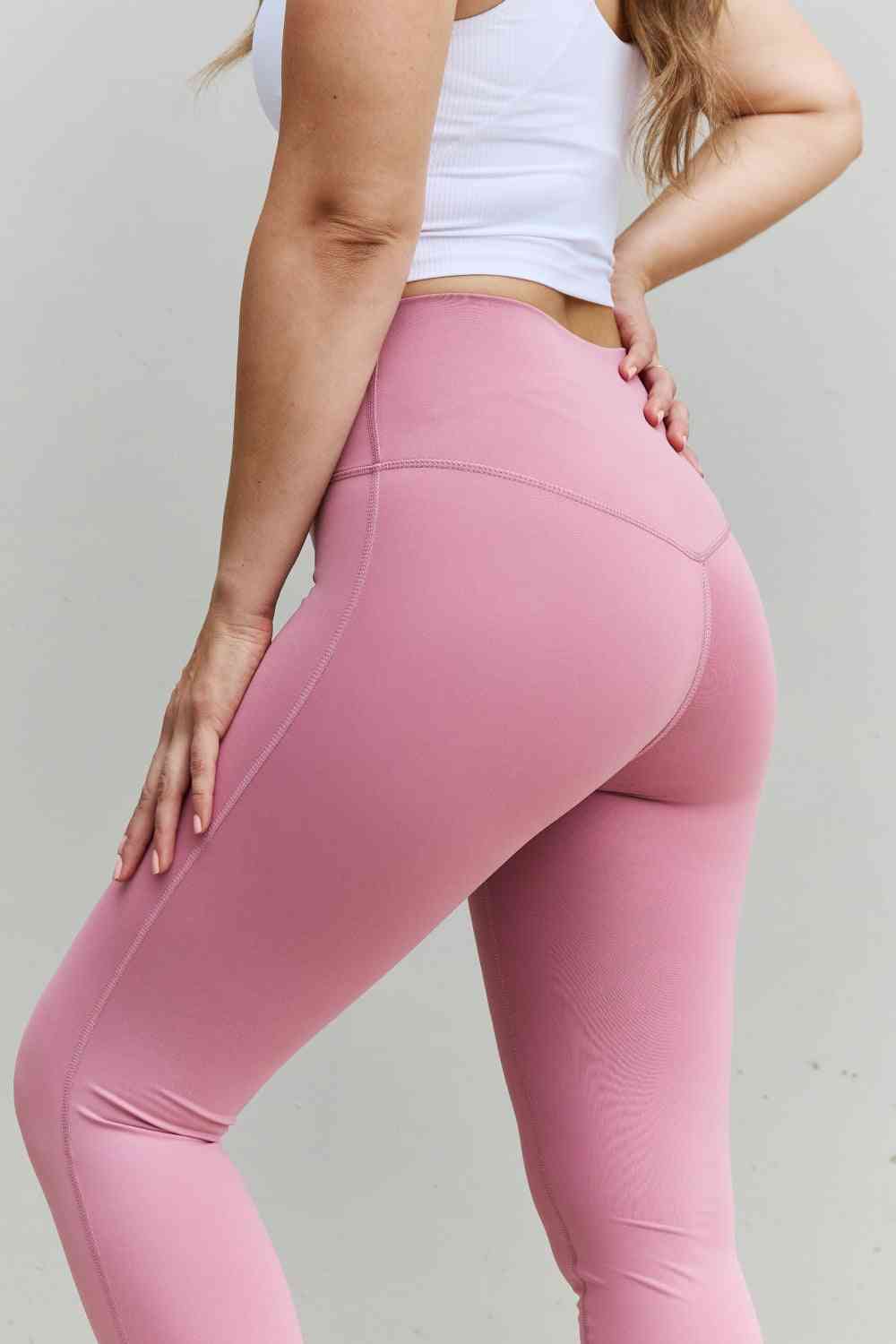 Zenana Fit For You Full Size High Waist Active Leggings in Light Rose - Gold Clover Boutique