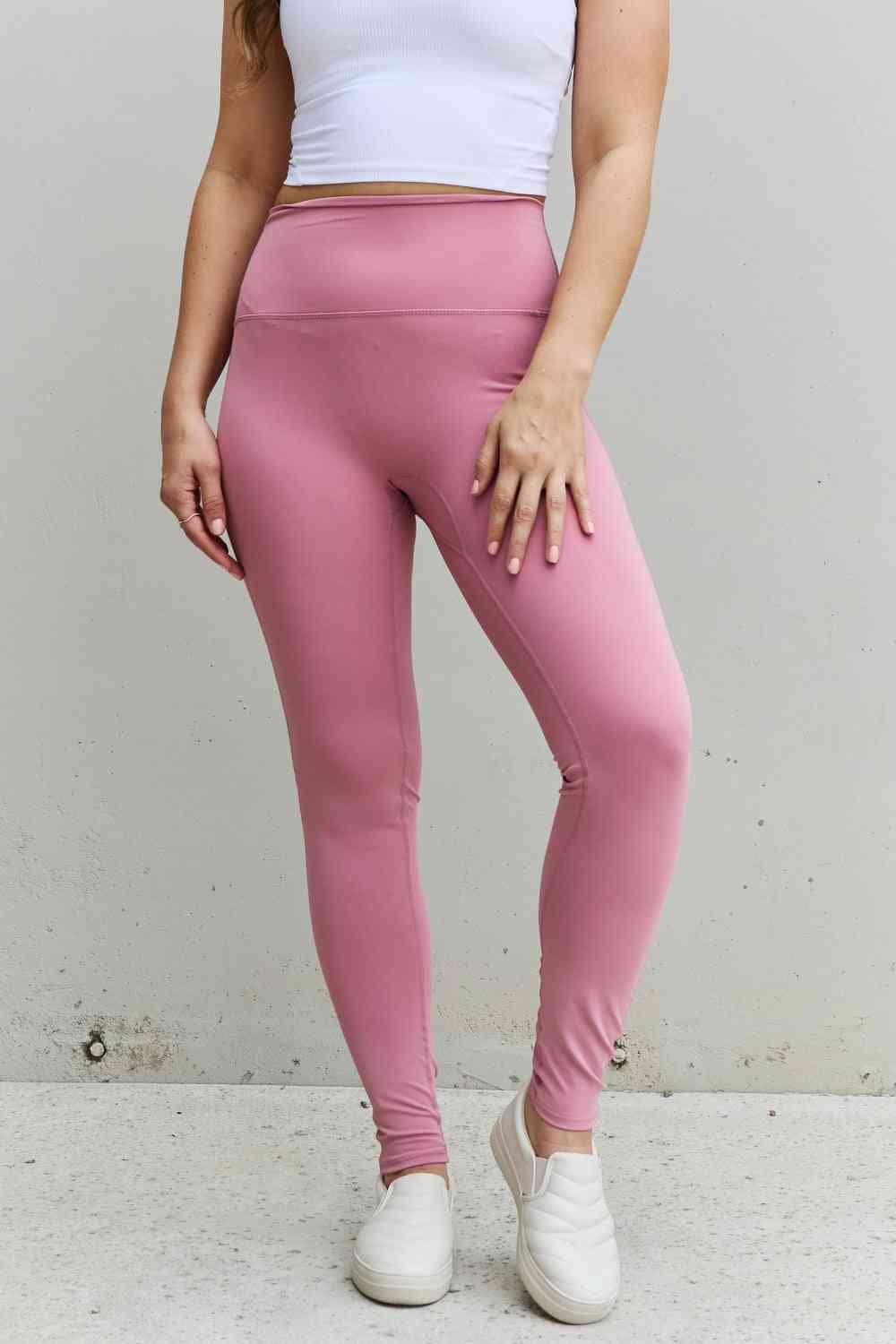 Zenana Fit For You Full Size High Waist Active Leggings in Light Rose - Gold Clover Boutique