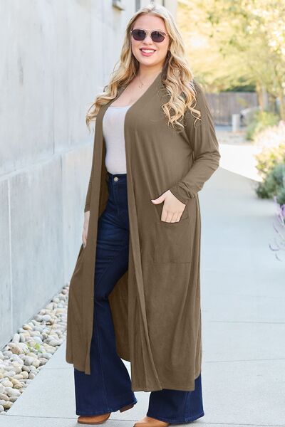 Basic Bae Full Size Open Front Long Sleeve Cover Up - Gold Clover Boutique