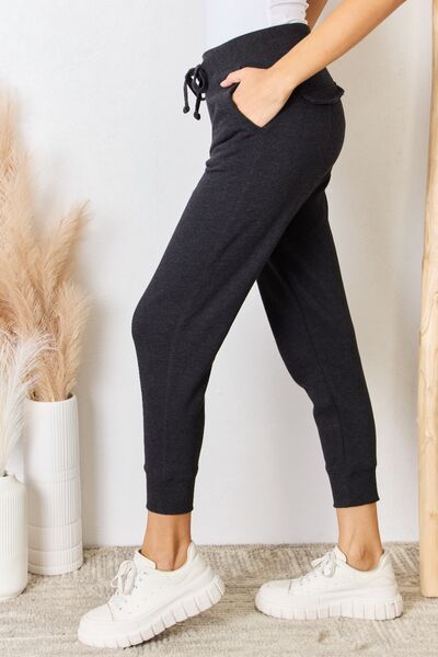 RISEN Soft Knit Drawstring Cropped Joggers - Gold Clover Boutique