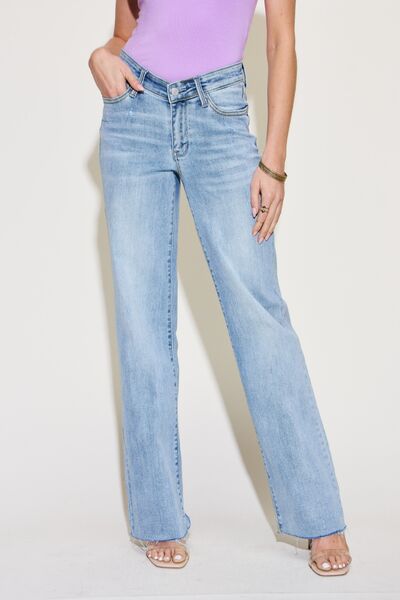 Judy Blue Full Size V Front Waistband Straight Jeans - Gold Clover Boutique