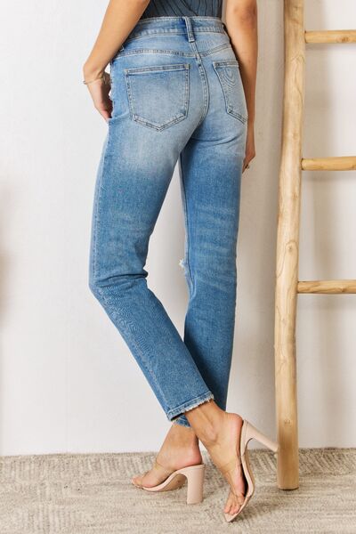 Kancan High Rise Distressed Slim Straight Jeans - Gold Clover Boutique