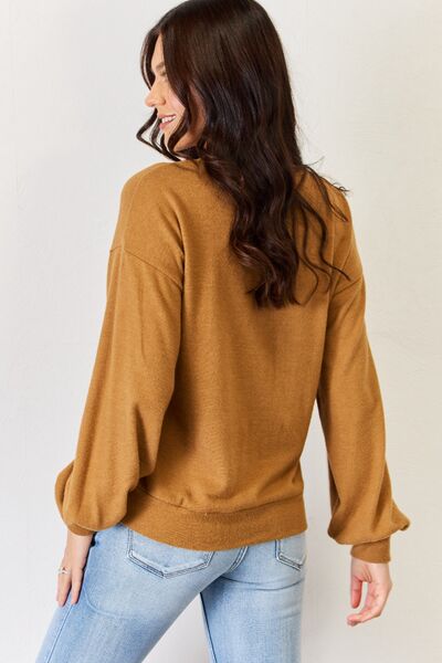 HYFVE Round Neck Long Sleeve Top - Gold Clover Boutique