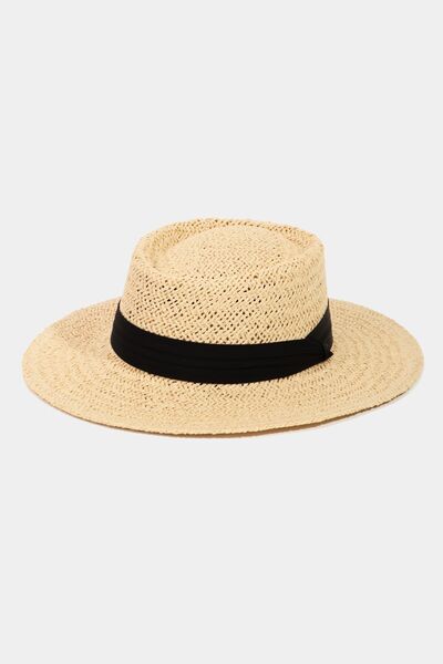 Fame Straw Braided Pork Pie Hat - Gold Clover Boutique