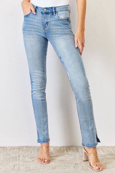 Kancan Full Size Mid Rise Y2K Slit Bootcut Jeans - Gold Clover Boutique