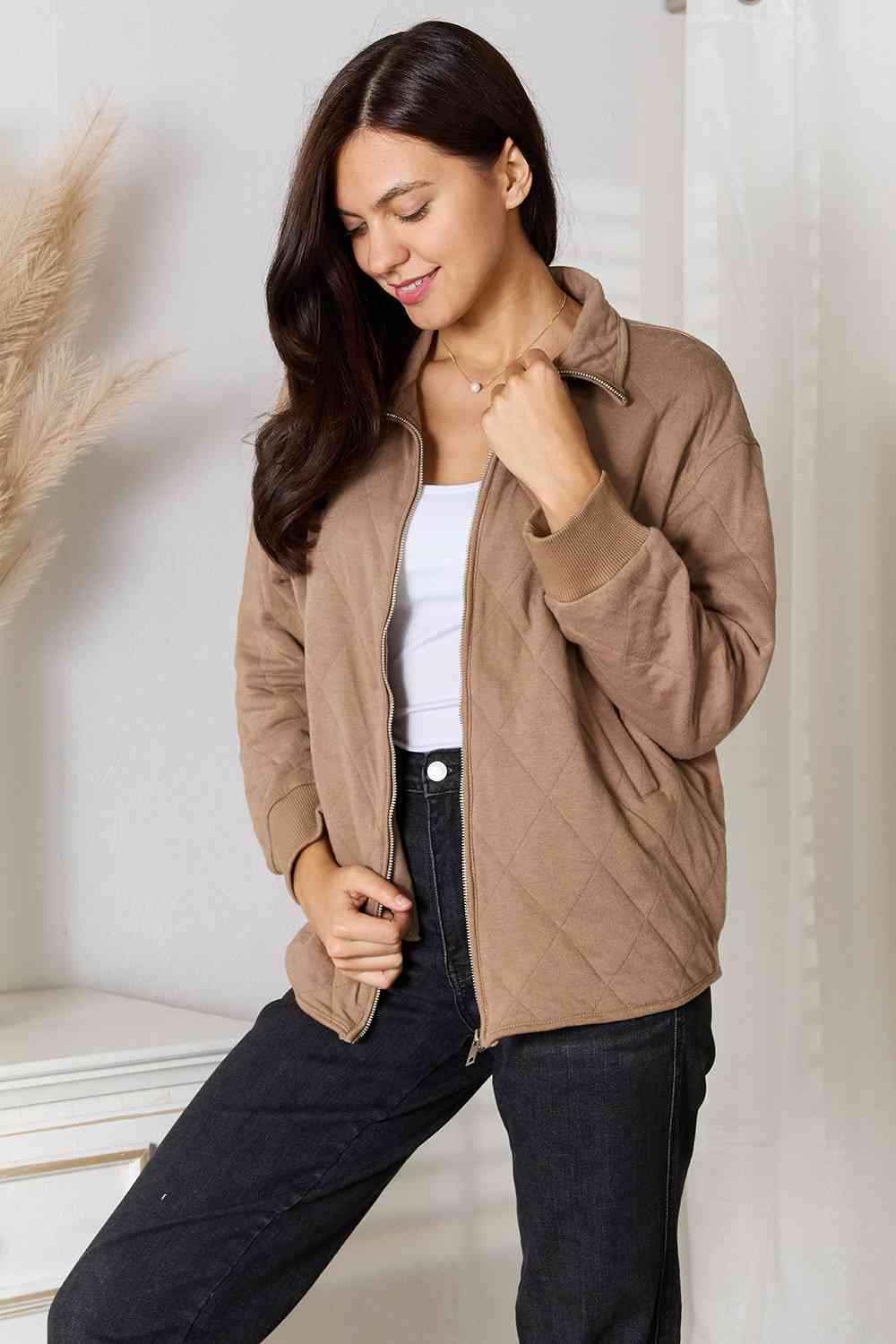 Heimish Full Size Zip-Up Jacket with Pockets - Gold Clover Boutique