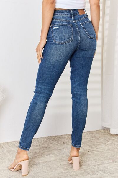 Judy Blue Full Size High Waist Distressed Slim Jeans - Gold Clover Boutique